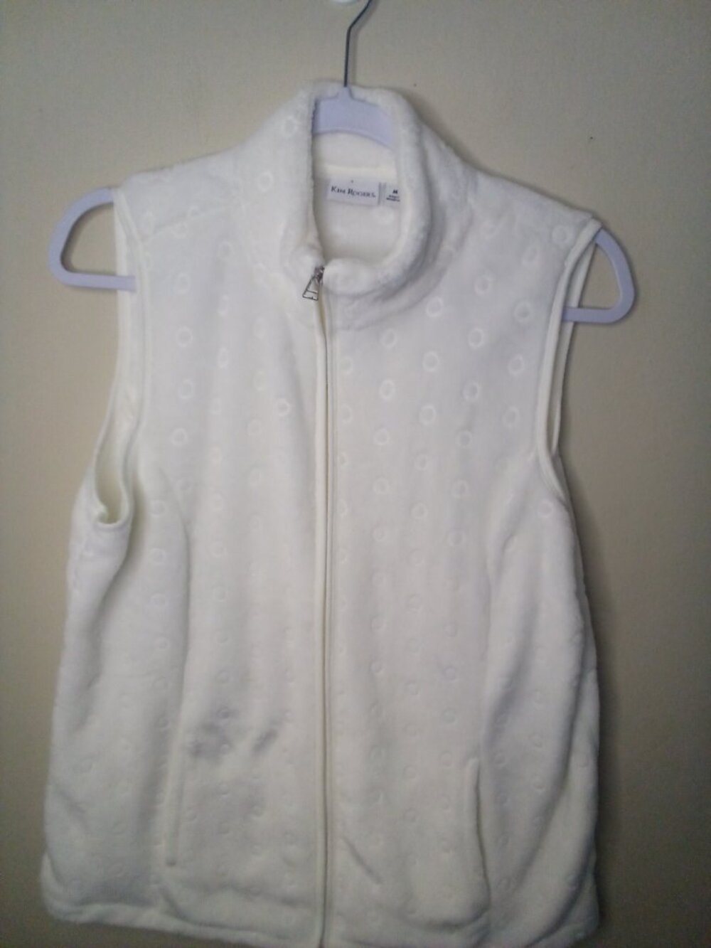 Kim Rogers Fleece Vest Women M Full Zip Sleeveless Soft Pockets White - Picture 7 of 13